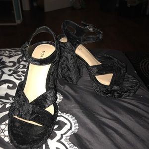 Wide Black suede heels